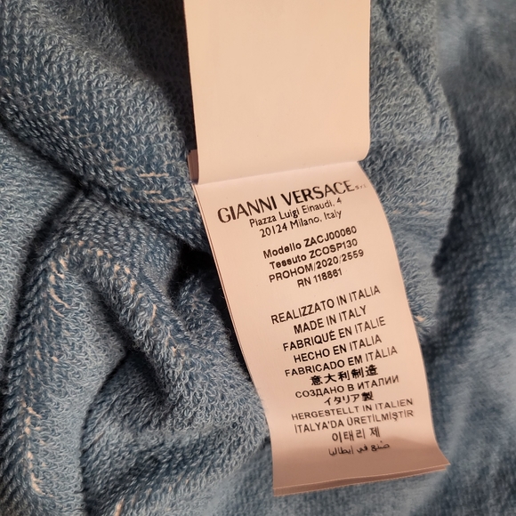 Versace Starfish Robe- Tresor De La Mer Pale Blue Terrycloth Unisex Bath Robe - Picture 9 of 13